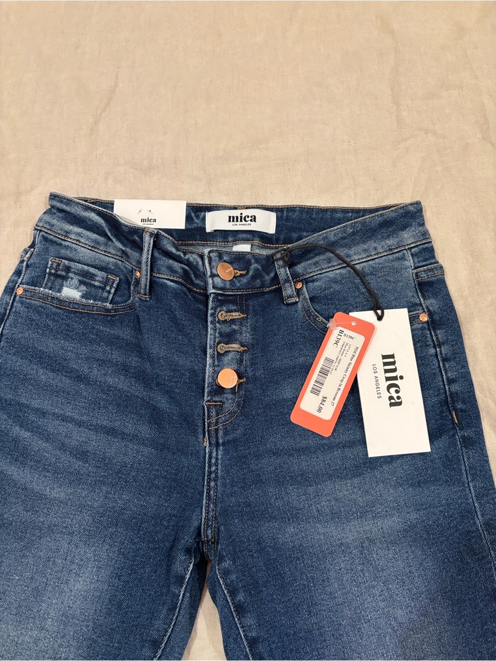 High-Rise Button-Fly Women’s Jeans in Dark Blue - Mica
